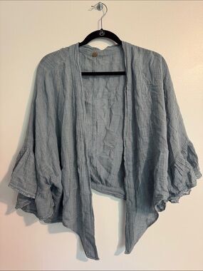 FP One Dusty Blue Tie Front Cardigan